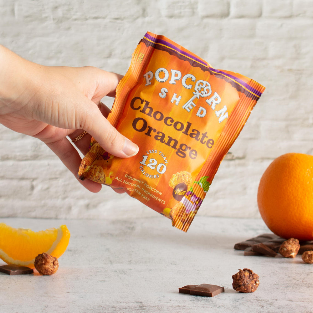 Chocolate Orange Popcorn Snack Packs | 16 Pack